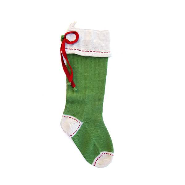 Melange Collection Bow Stocking - Green Melange Collection Bow Stocking - Green