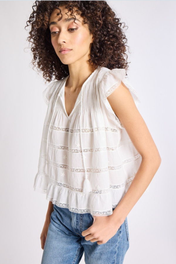 Mille Maria Top w/Lace & Embroidery