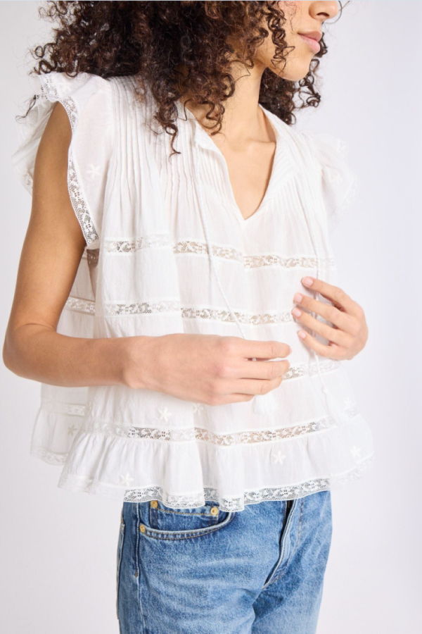 Mille Maria Top w/Lace & Embroidery