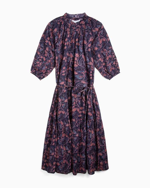 chinese dress ladies Apiece Apart Women's Trinidad Dress, Indigo Jardin Block Print, S at Amazon  Women's Clothing store main image 0