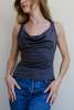 Geel Jameson Bias Cut Draped Cowl Neck Tank Top - Charcoal - Thumbnail 1