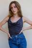Geel Jameson Bias Cut Draped Cowl Neck Tank Top - Charcoal - Thumbnail 4