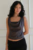 Geel Jameson Bias Cut Draped Cowl Neck Tank Top - Charcoal - Thumbnail 6