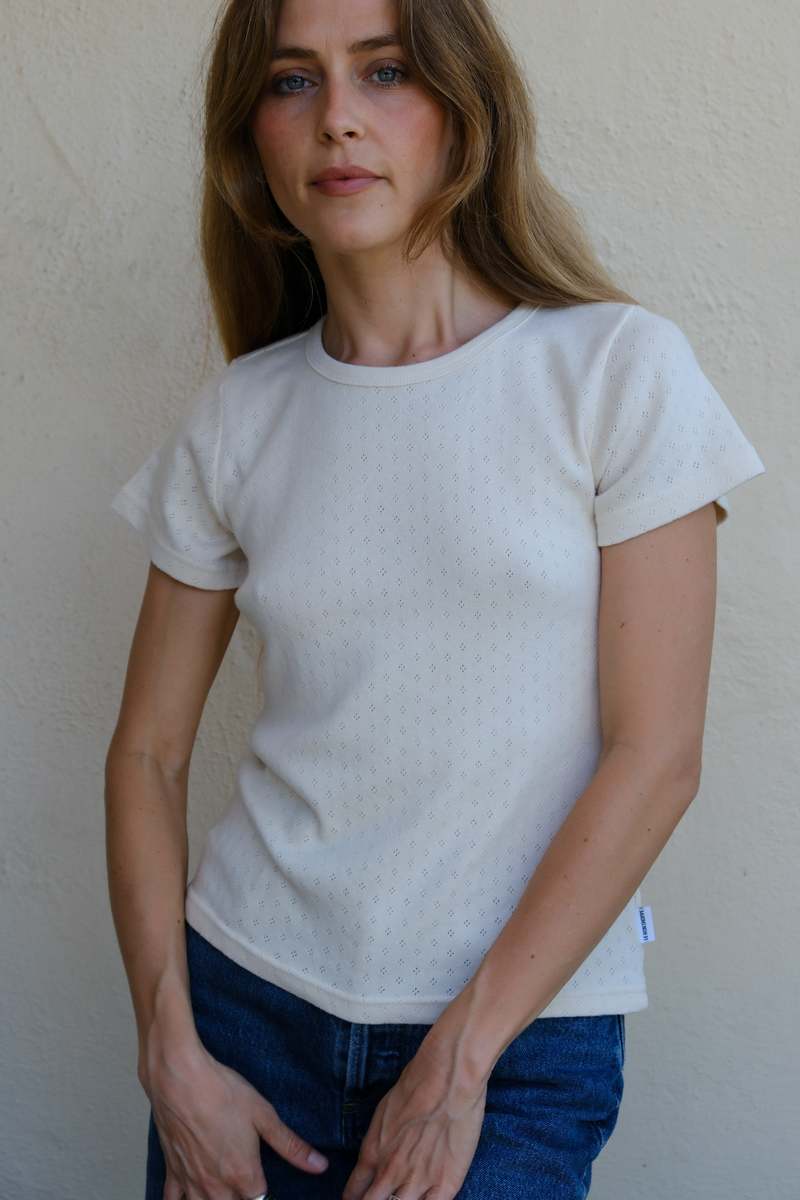Le Bon Shoppe Pointelle Babe Tee - Naturel Le Bon Shoppe Pointelle Babe Tee - Naturel