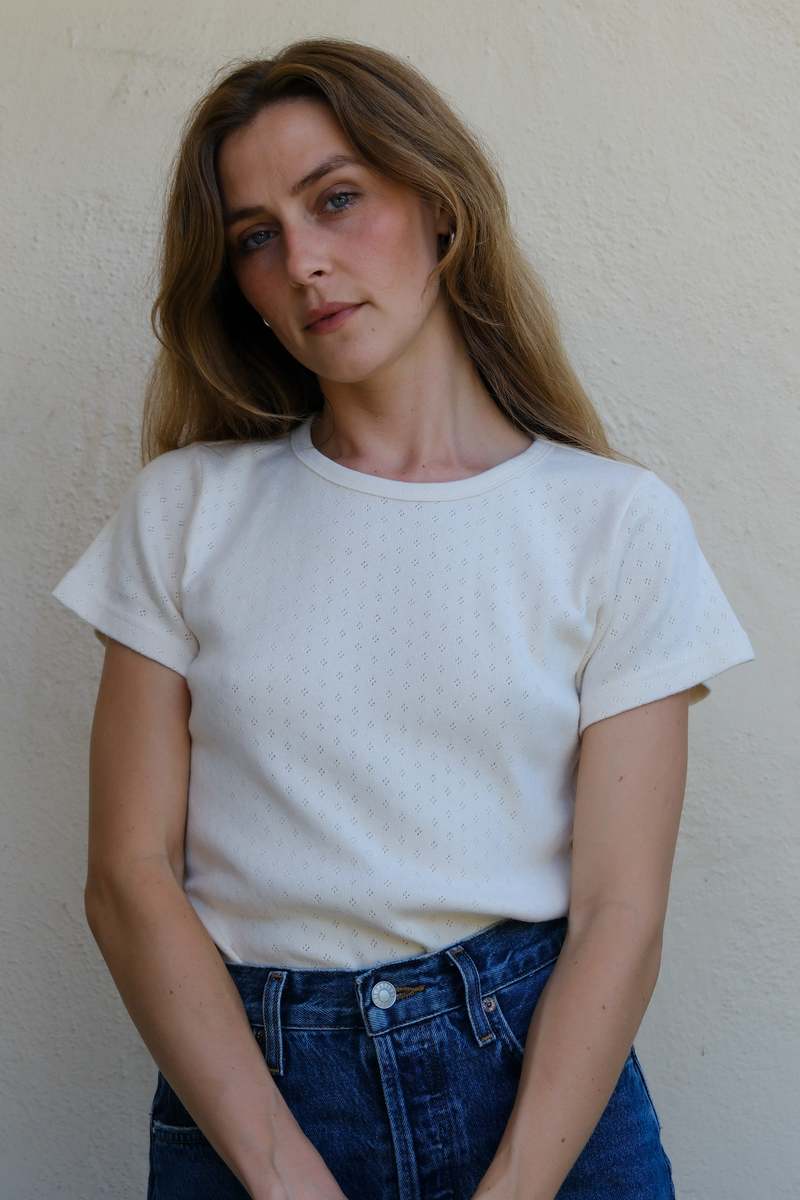 Le Bon Shoppe Pointelle Babe Tee - Naturel Le Bon Shoppe Pointelle Babe Tee - Naturel