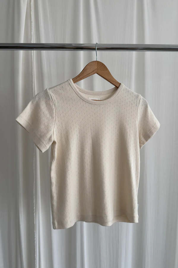 Le Bon Shoppe Pointelle Babe Tee - Naturel Le Bon Shoppe Pointelle Babe Tee - Naturel