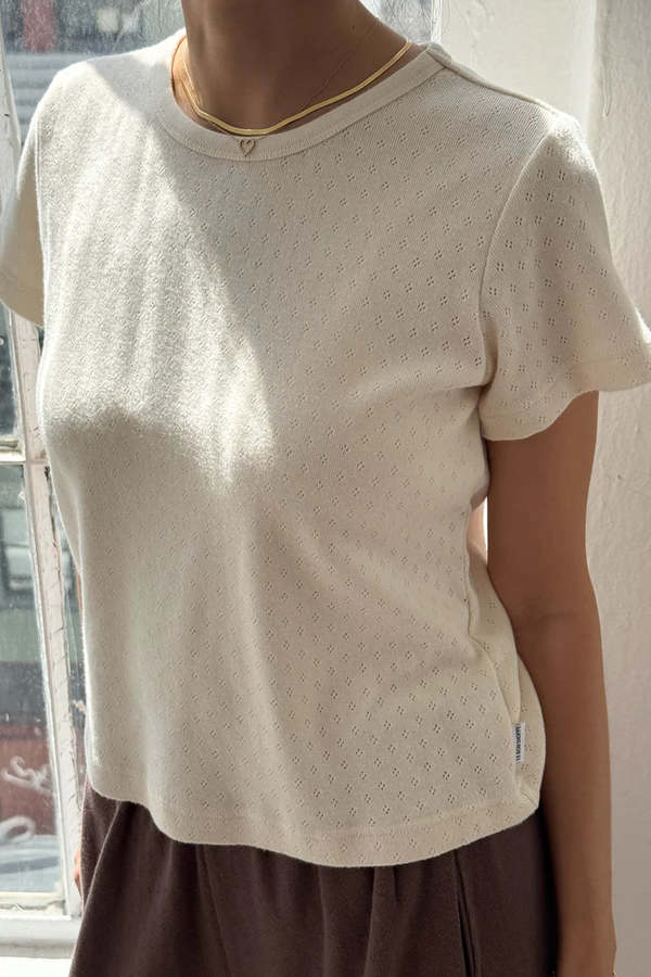 Le Bon Shoppe Pointelle Babe Tee - Naturel Le Bon Shoppe Pointelle Babe Tee - Naturel