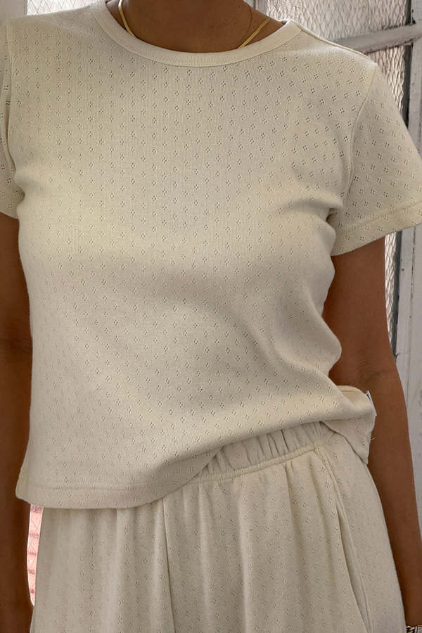 Le Bon Shoppe Pointelle Babe Tee - Naturel Le Bon Shoppe Pointelle Babe Tee - Naturel