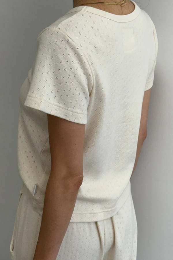 Le Bon Shoppe Pointelle Babe Tee - Naturel Le Bon Shoppe Pointelle Babe Tee - Naturel