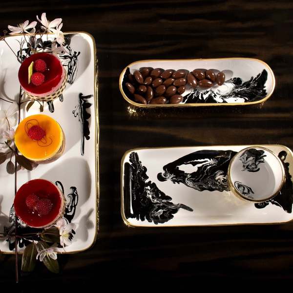 Lunares Bianco Nero Rectangular Trays