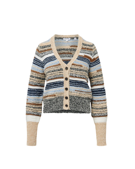 AMOMENTO Blue Ribbed Button Cardigan Top - blue | Garmentory