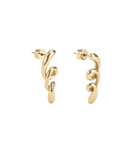 【送料&関税込】Raf Simons Circle Single Earrings - Unisex 14kt Yellow Gold and Sterling Silver Circle Drop Earring Jackets