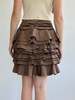 Vintage Tiered Ruffled Miniskirt - Walnut - Thumbnail 4