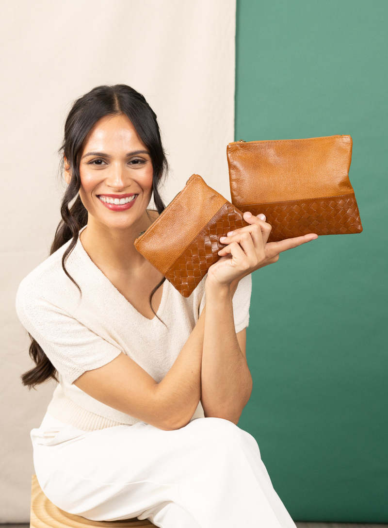 Deux Mains Woven Pouch - Cognac Deux Mains Woven Pouch - Cognac