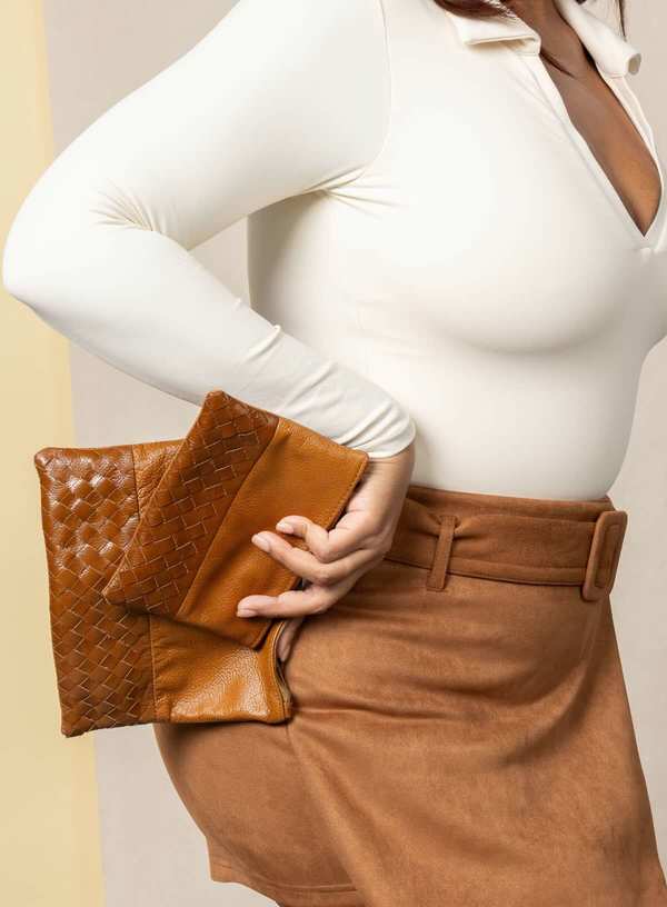 Deux Mains Woven Pouch - Cognac Deux Mains Woven Pouch - Cognac