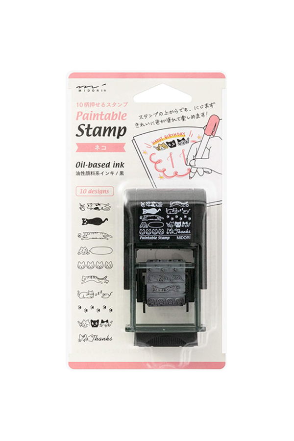 MIDORI Paintable Rotating Stamp Cat Stamp