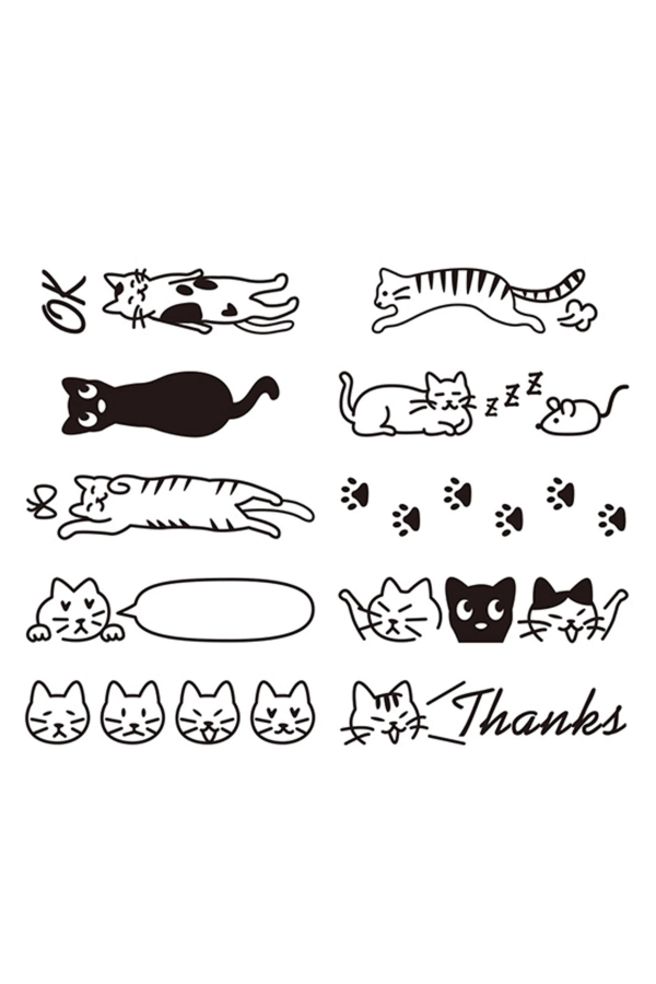 MIDORI Paintable Rotating Stamp Cat Stamp