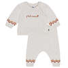 Petit Bateau Baby Two Piece Set Montelimar Set - Grey With Brown Stripes - Thumbnail 1
