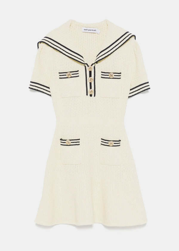 Self-Portrait Textured Knit Mini Dress - Yellow | Garmentory