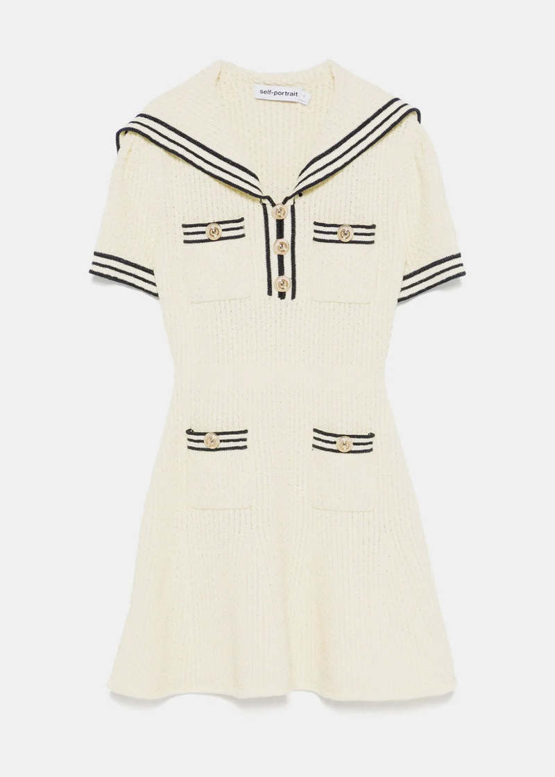 Self-Portrait Textured Knit Mini Dress - Yellow | Garmentory