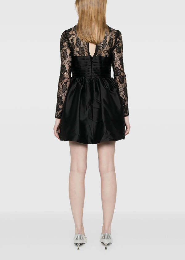 Self-Portrait Taffeta Lace Mini Dress - Black | Garmentory Self-Portrait Taffeta Lace Mini Dress - Black | Garmentory