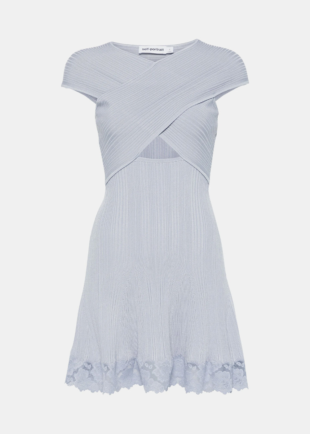 Self-Portrait Lace-Hem Mini Dress - Blue