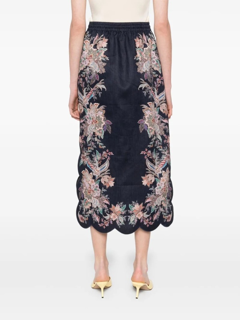 【Zimmermann】Rhiannon linen midi skirt Rhiannon linen midi skirt in blue - Zimmermann | Mytheresa