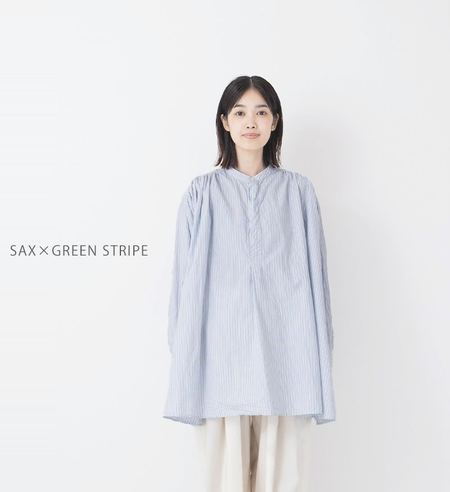 専用 Veritecoeur / cotton stand collar Veritecoeur Stand Collar Shirt - Sax Blue | Garmentory