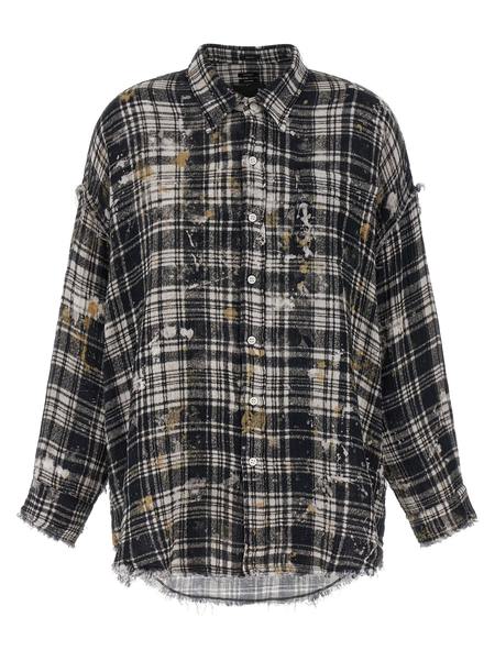 R13 Shredded Seam Drop Neck Shirt - Blue | Garmentory