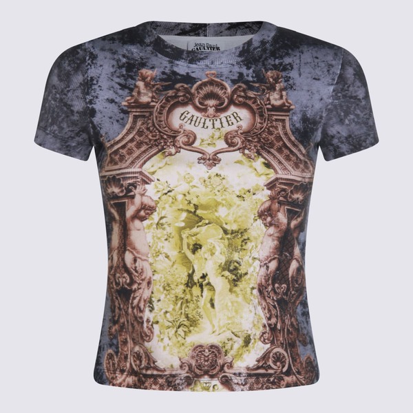 Jean Paul Gaultier Multicolor Cotton T-shirt - Black/Vintage Blue