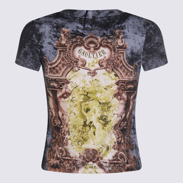 Jean Paul Gaultier Multicolor Cotton T-shirt - Black/Vintage Blue