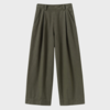 TOAST Cotton Canvas Pleat Front Trousers - Dark Olive - Thumbnail 4