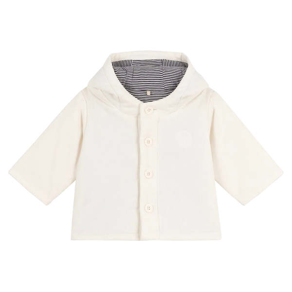 KIDS Petit Bateau Baby Velvet Hooded Coat - Cream KIDS Petit Bateau Baby Velvet Hooded Coat - Cream