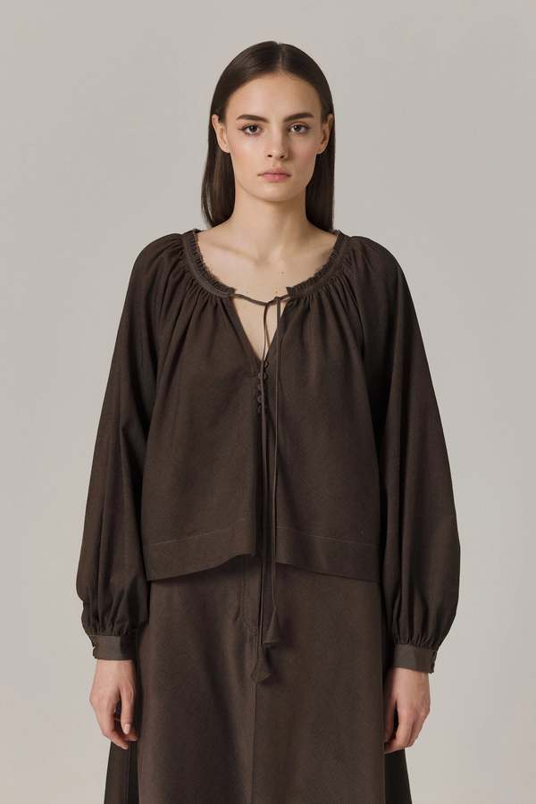Santicler Lia Fine Corduroy Blouse - Umber