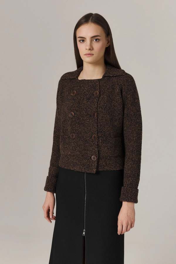 Santicler Zola Double Breasted Cardigan - Freckled Brown