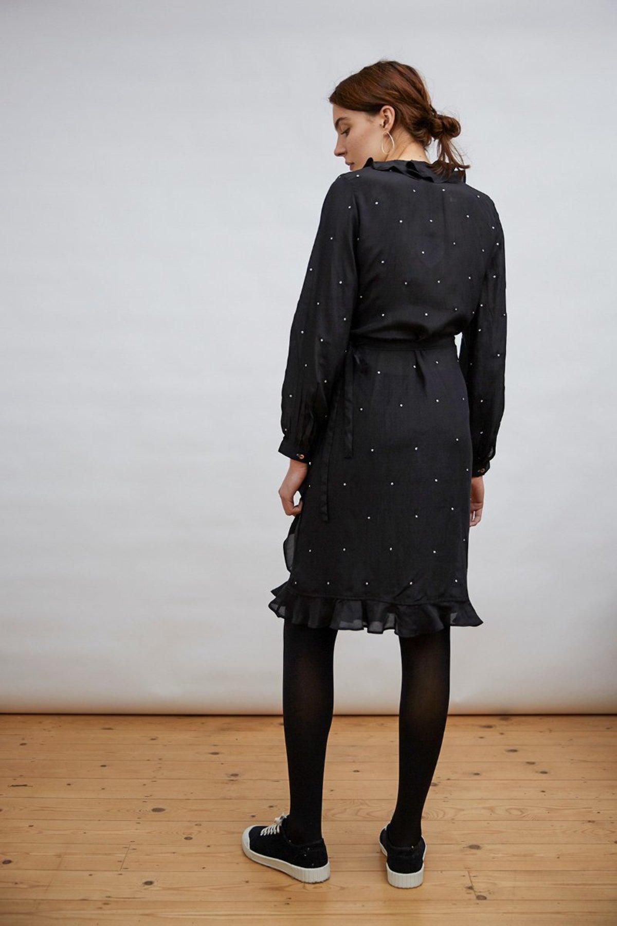 Pink City Prints planet ruffle wrap dress - BLACK - Image 3 of 3