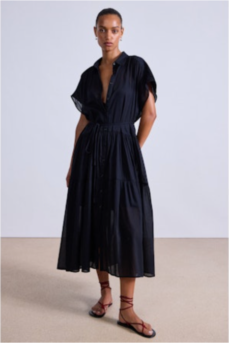 HYKE WOMEN Taffeta Pleated Maxi Dress | Garmentory