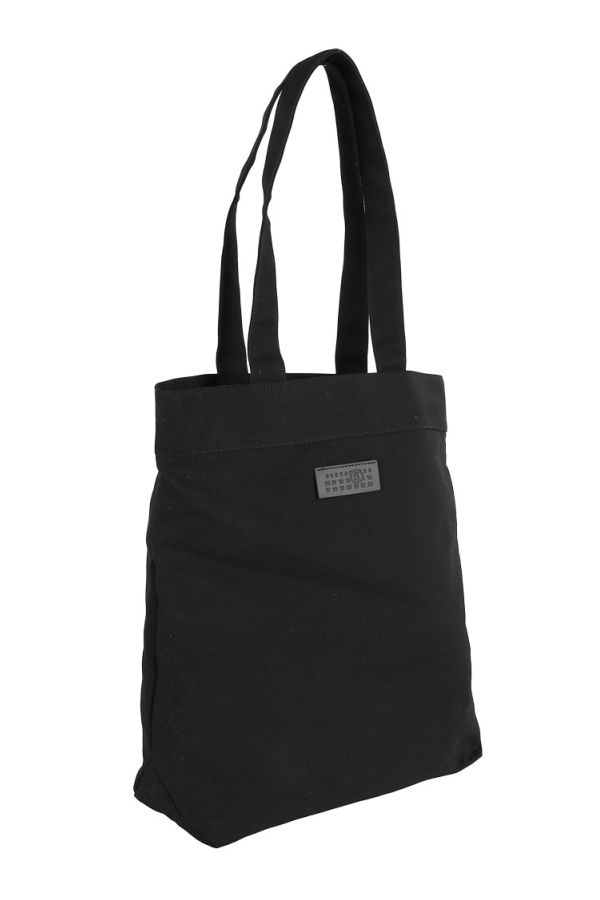 Maison Margiela Minimalist Cotton Tote Bag With Double Handles - Black