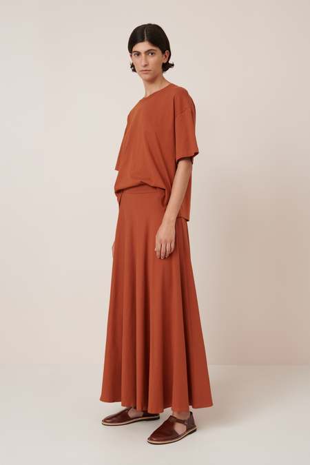 at Dawn. Linen Long Skirt - Brown | Garmentory