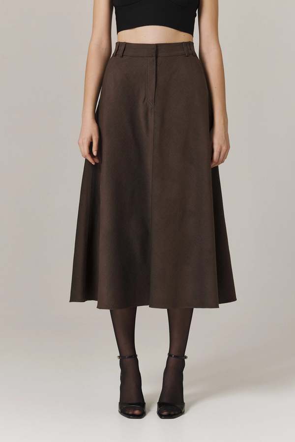 Santicler Lucia Fine Corduroy Circle Skirt - Umber