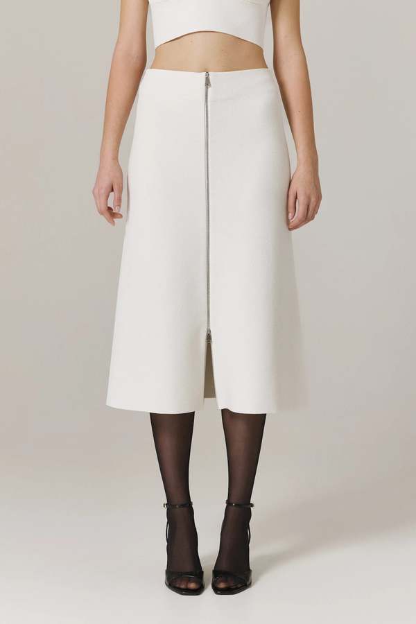 Santicler Paula Circular Knit A-Line Skirt - Sugar