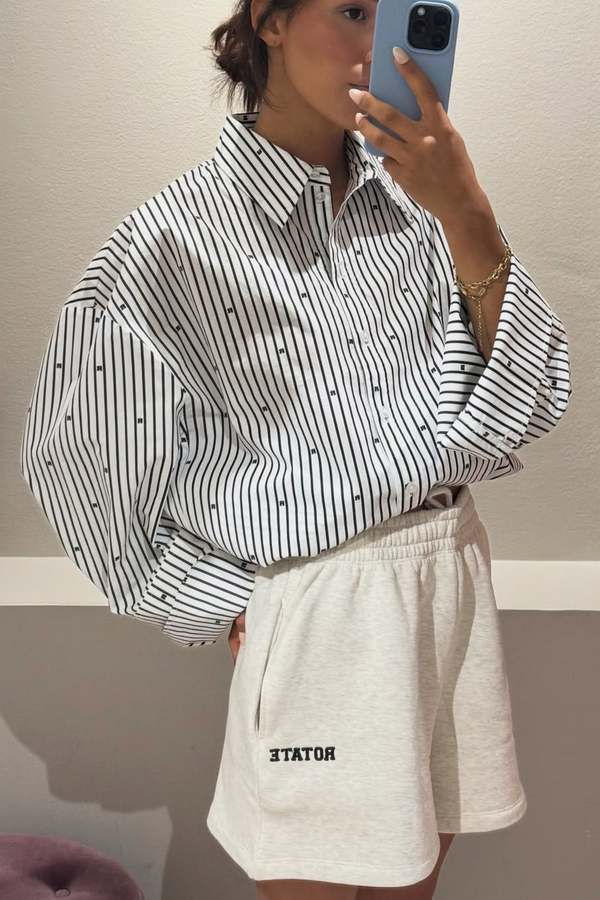 Rotate Poplin Oversized Shirt - 1000 Black Comb.