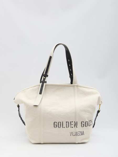Golden Goose Star Bag Graffiti Print Black Glitter Star