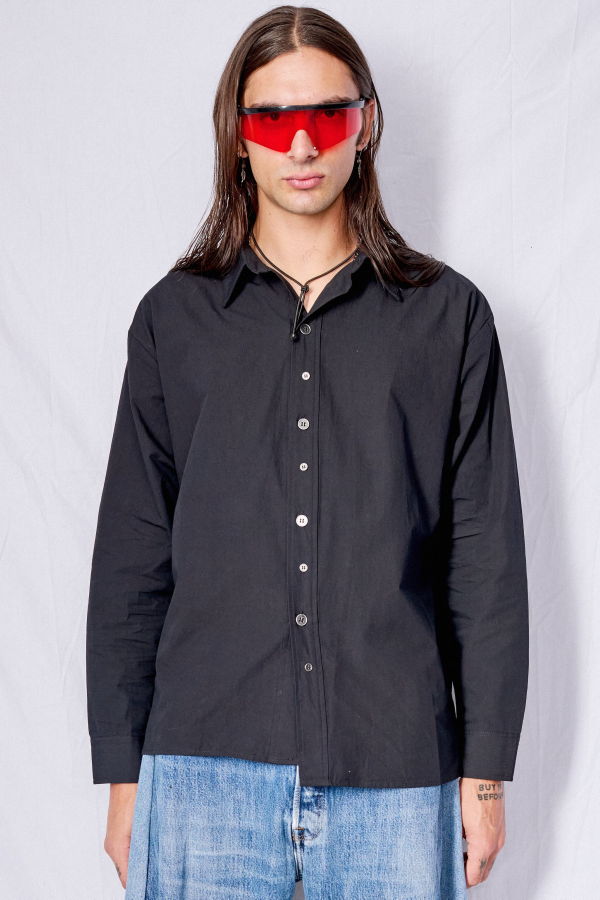 Burrough Asymmetric Shirt - Black