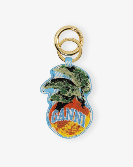 キーホルダー・キーリング Ganni FW25 (A6780 515 FLAME ORANGE) Ganni Banner Smiley Keychain - Vibrant Orange | Garmentory