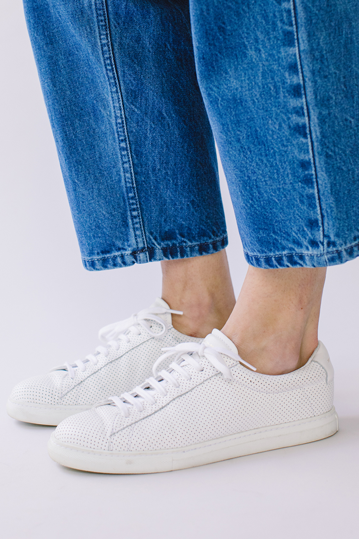 Zespà Perforated Leather Sneakers - White - Image 1 of 4