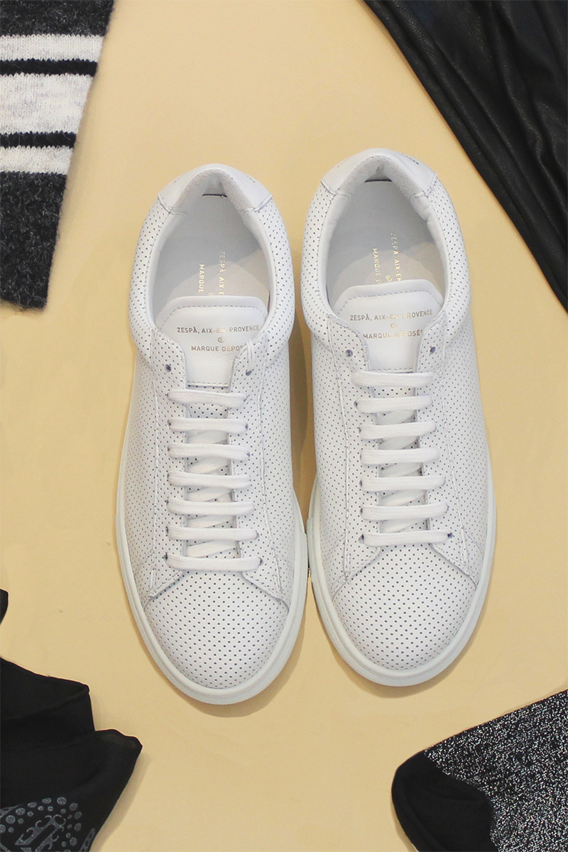 Zesp Perforated Leather Sneakers - White