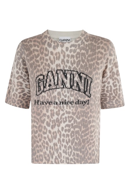 ★Ganni★ Stretch Logo Fit Short Sleeve T-Shirt Peapod T3352 Light-Stretch-Jersey-Ganni-Fit