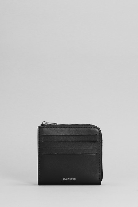 【JIL SANDER】LOGO LEATHER CARD HOLDER Jil Sander Logo Leather Card Holder - Black | Garmentory