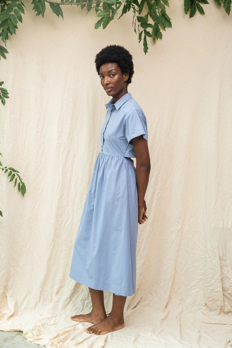 Bronwyn Organic Cotton Dress in Washed Blue Washed Blue / MediumBronwyn Organic Cotton Dress in Washed Blue Washed Blue / Medium